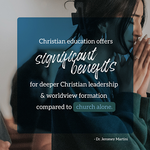 When it comes to learning, Christian education offers significant benefits for deeper Christian leadership and worldview formation compared to church alone.